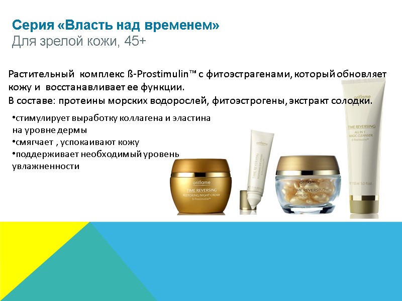 Серия «Власть над временем»  Для зрелой кожи, 45+ Растительный  комплекс ß-Prostimulin™ с